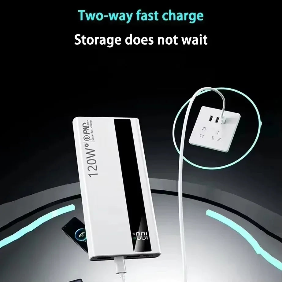 Lenovo 120W Fast Charging Large Capacity 200000mAh 2027 Digital Display Power Bank Outdoor Power Supply for Huawei iPhone