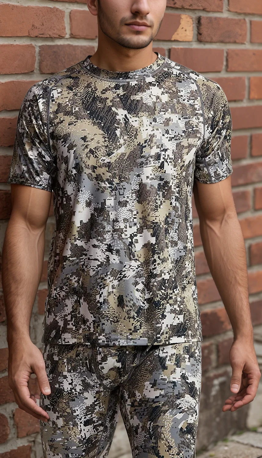 Summer Men's quick-drying printed camo hunting short sleeve T-shirt hunting wear