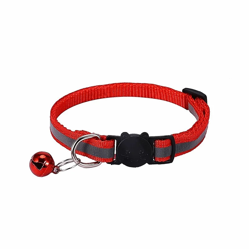 Adjustable Reflective Breakaway Cat Collar with Bell Safety Elastic Neck Ring Necklace Pet Supplies in Multiple Colors
