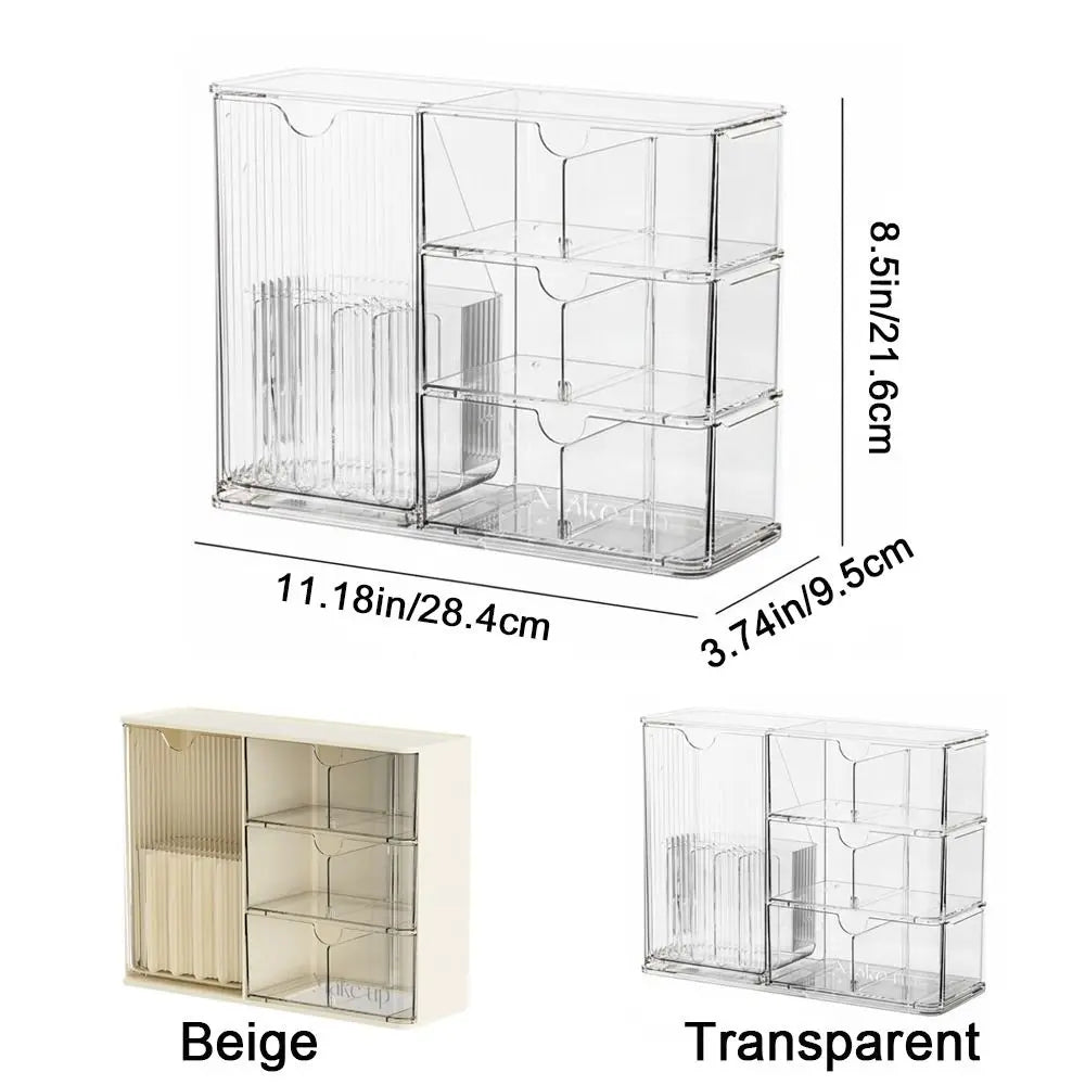 Plastic Cosmetic Storage Box Large Capacity Transparent Drawer Style Storage Box with Drawers Dust-Proof Cosmetic Display Case