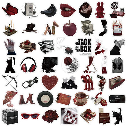50 Pieces Red & Black Themed Stickers - Decorative Decals for Journals, Phone Cases & Laptops RecordingYourLife Store