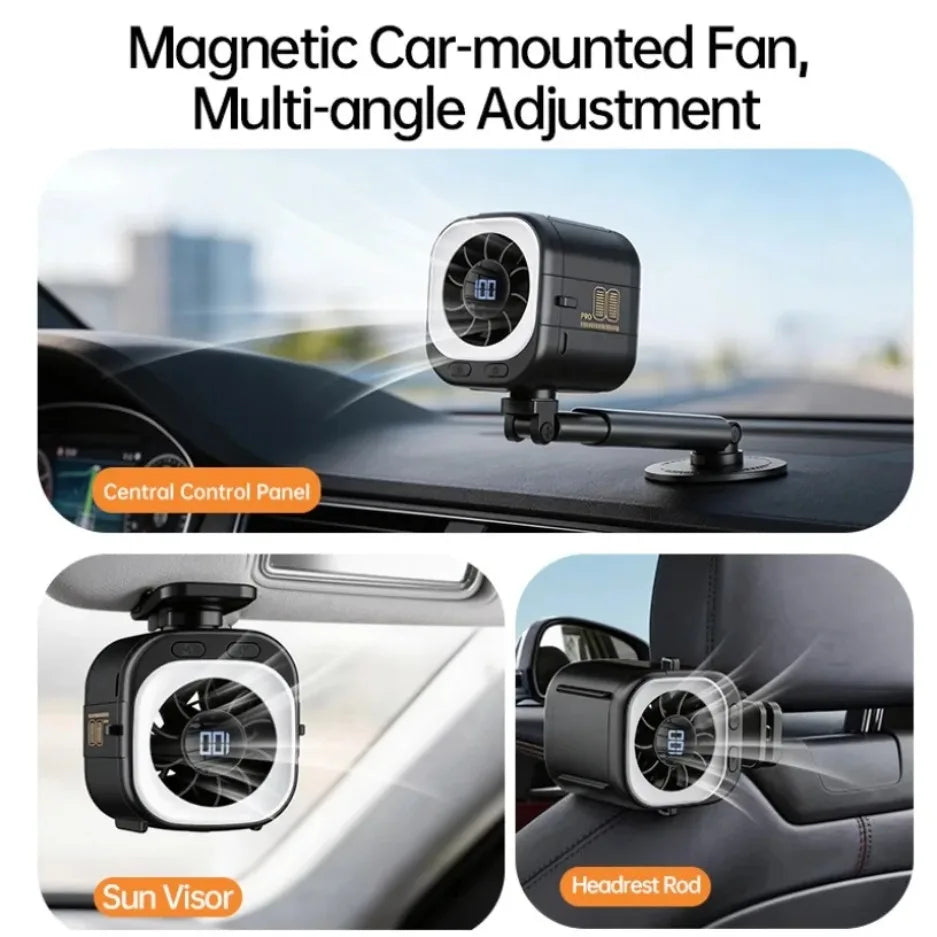 Portable Fan USB Rechargeable 3000mAh 15000RPM High Speed Brushless Motor 6-in-1 Mini Fan with Magnetic Base for Travel Stroller