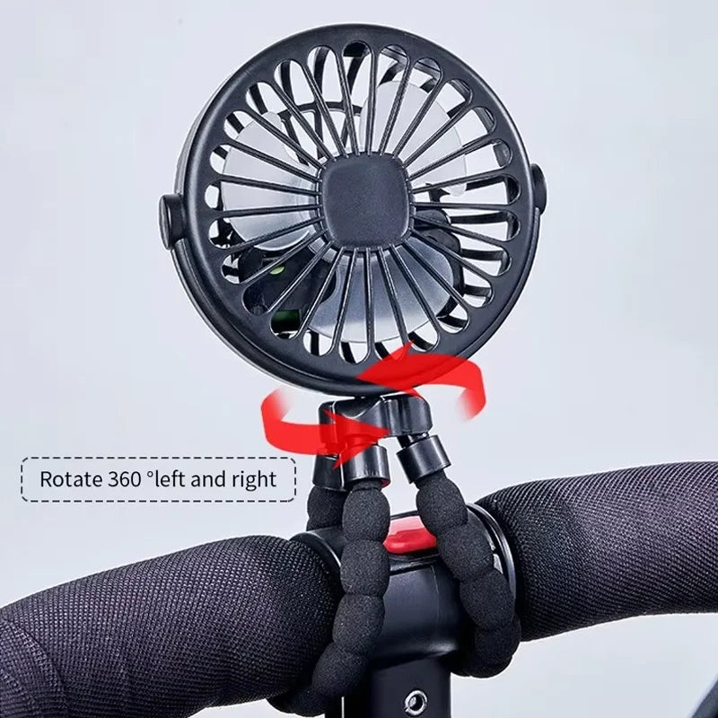 Portable Fan Tripod Adjustable 360 Degree Rotation Baby Stroller Low Decibel Electric Fan USB Charging Suitable for Outdoor Use