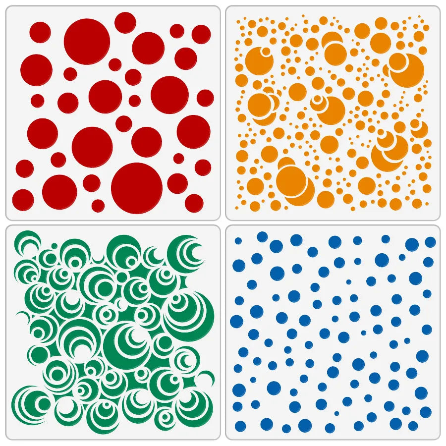 4PCS 5.1inch Circle Dot Pattern Stencil for DIY Painting on Wood Fabric Paper Wall Decor