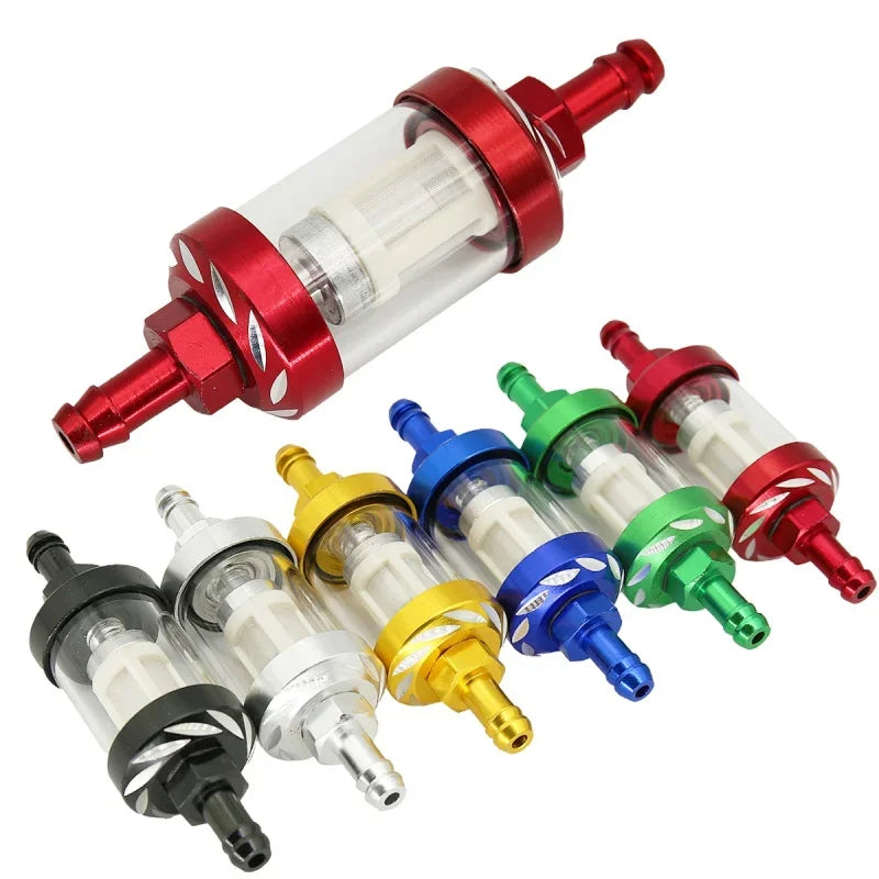 8mm CNC Aluminum Alloy Glass Gas Fuel Oil Filter Moto for Dirt Pit Bike 125/140/150/160cc CRF70 90 110 TTR100 110 KLX65