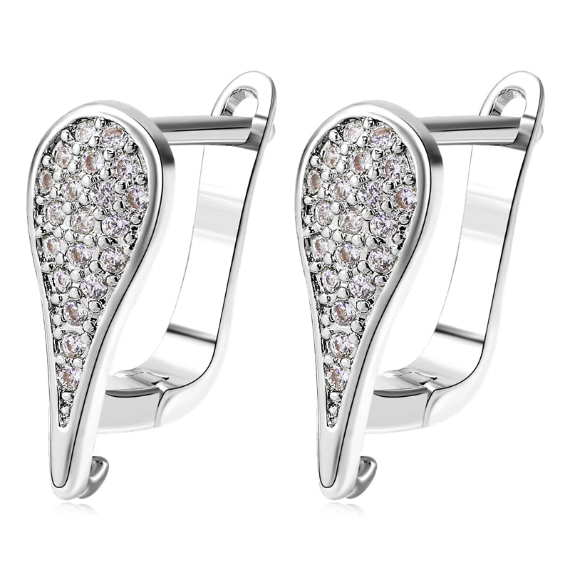 Juya 18K Gold Silver Plated Fastener Bales Fixture Earring Hook Locks For DIY Women Fashion Crystal Agate Charms Earrings Making