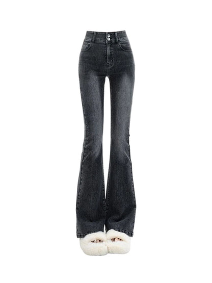 Harajuku Black Flare Jeans Low Waist Slim Bell Bottoms Women Fashion Denim Pant Trousers American Retro High Street Streetwear