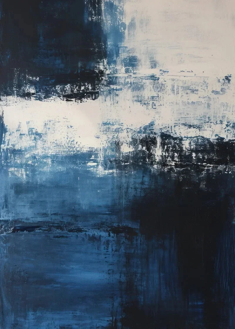 Deep Blue Modern Abstract Poster Print Canvas Art Pictures Home for Living Room and Bedroom Room Wall Decor Frameless Painting