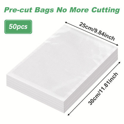 50pcs Vacuum Sealer Bags, Food Storage Pouches, Freshness Preservation for Kitchen, For Vacuum Sealer Machine Accessories