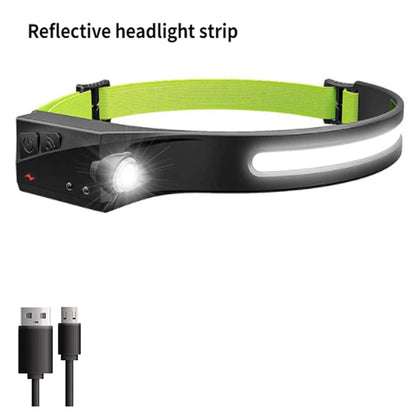 Induction Headlamp LED Head Flashlight USB Rechargeable Headlight with Built-in Battery 5 Lighting Modes Fishing Camping Lantern