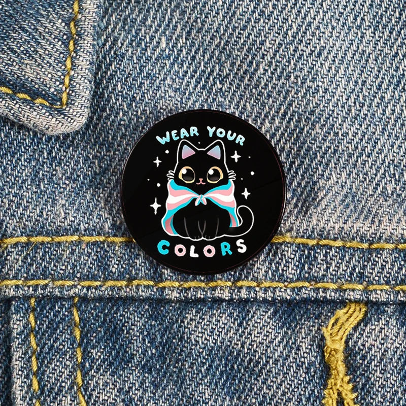 Lapel teacher tote Bag backpacks Badge Cartoon gift Pines Brooch for women Non Binary Pride cat Pins Custom cute Pines Shirt