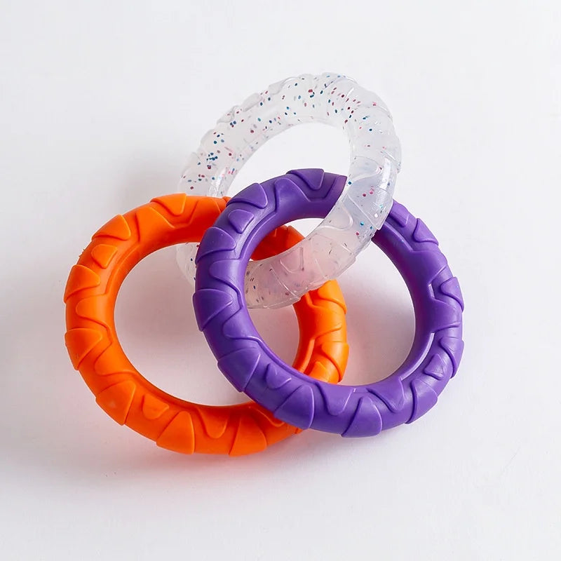 Dog Chew Toy TPR Teeth Cleaning Pet Toys For Small Medium Large Dogs Interactive Bite Resistant 3 Ring Tug Dog Toy Pet Supplies