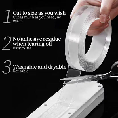 1/3/5m Nano Tape Transparent Double Sided Tape Super Adhesive Reusable Waterproof Tape Kitchen Bathroom Products