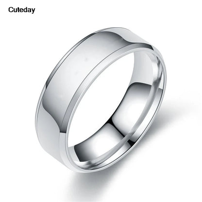 Punk Stainless Steel Women Men Rings Smooth Finger Rings For Lovers Dropshipping Wholesale