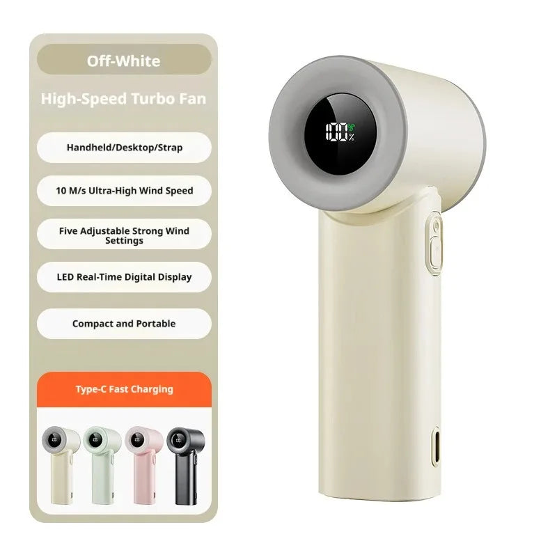 Portable Handheld Fan Mini Personal Highspeed Fan for Travel Outdoor Activities USB Fast Charging Mute Air Calculating Fan