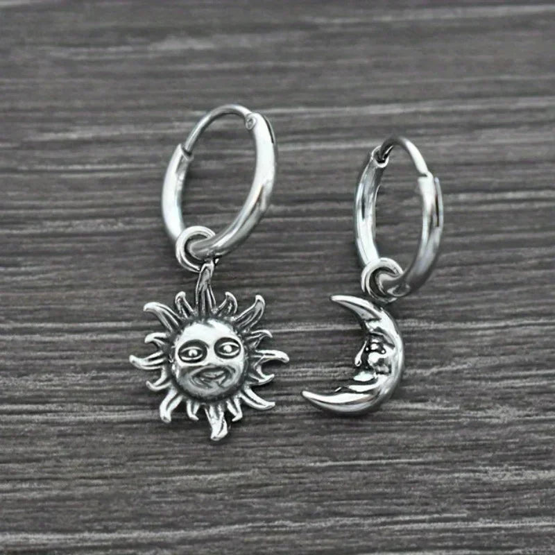 Sun and Moon Hoop Earrings, Sun Hoop Earrings, Hoop Earrings, Gothic Jewelry, Celestial Jewelry , Moon Earrings