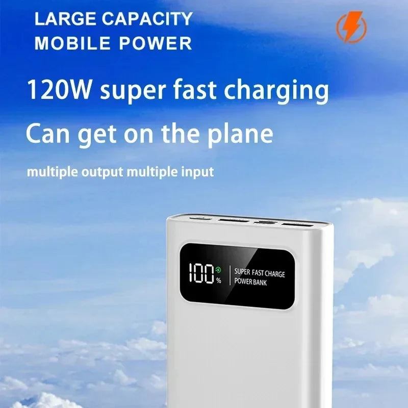 Lenovo 120W Fast Charging Power Bank 200000mAh Super Large Capacity Outdoor Powerbank With LED Digital Display For Mutly Device