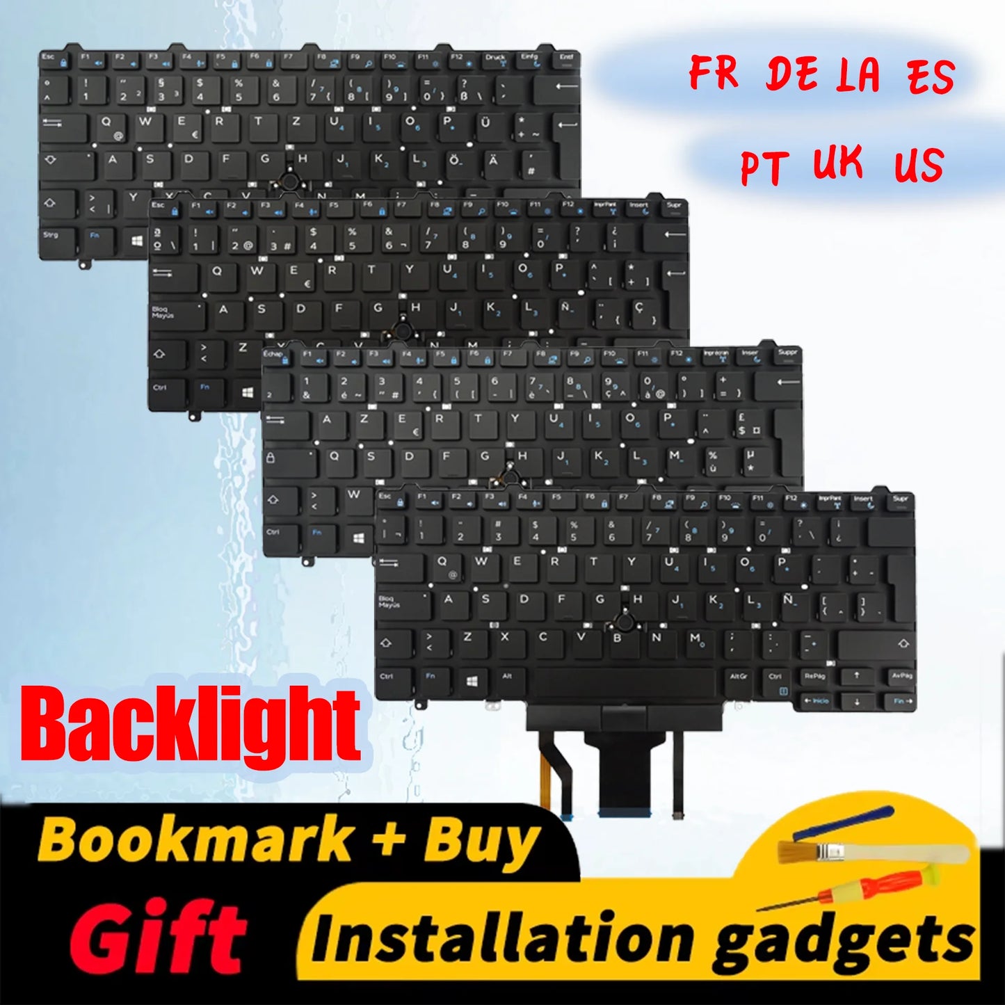 for DELL Latitude E5450 E5470 E5480 E7450 E7470 5480 5490 5488 7480 7490 5491 5495 Backlight Keyboard US DE ES FR LA PT UK