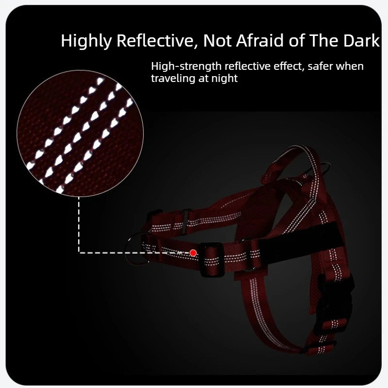 Anti-Pull Dog Chest Harness Adjustable Reflective Nylon Pupoy Vest with Dual D-Ring Breathable Mesh Walking Harness Pet Supplies