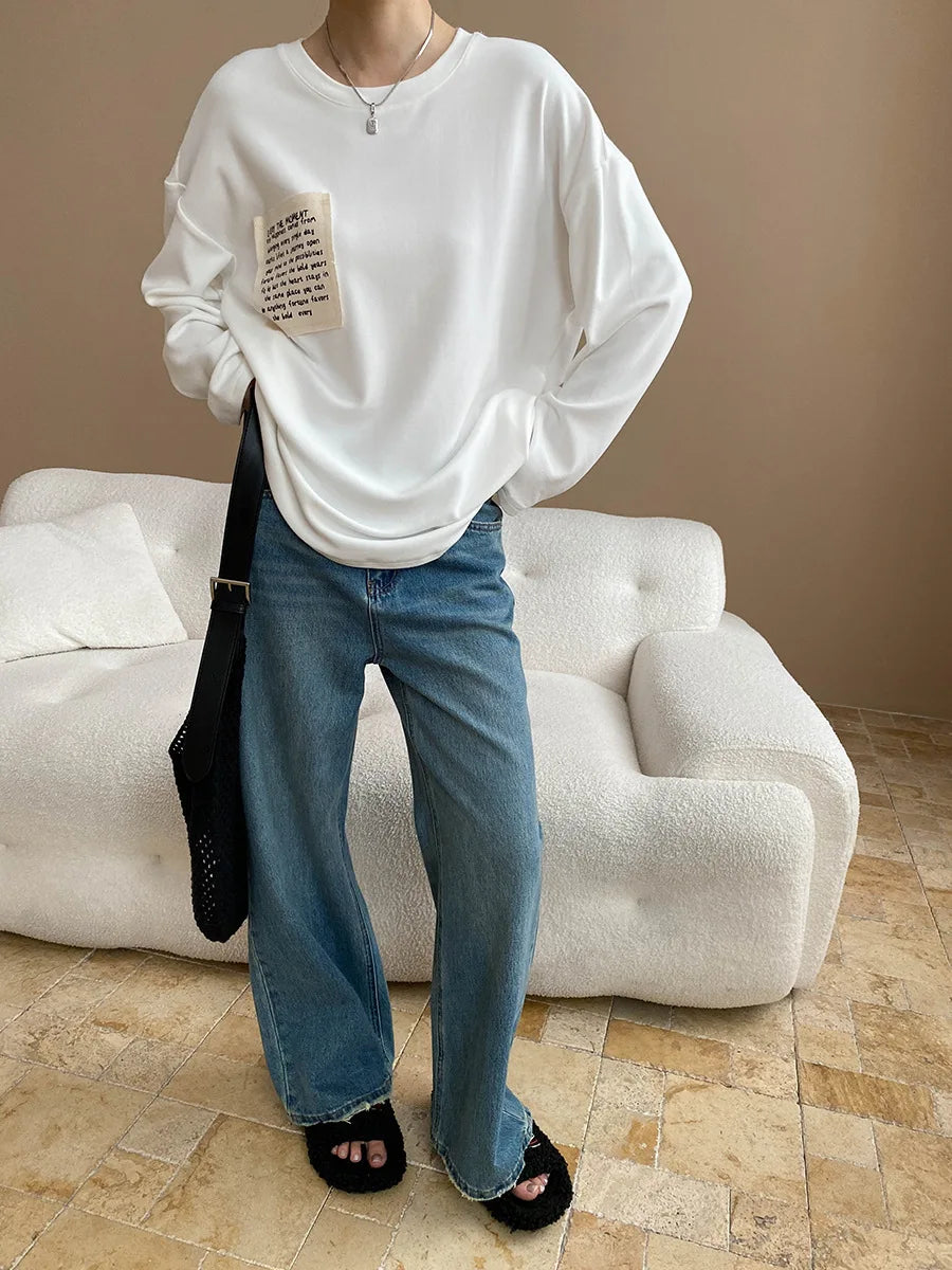 Women Retro High Waist Straight Leg Jeans