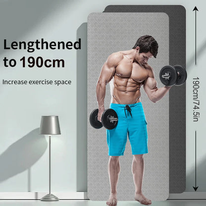 190CM Yoga Mat High Density Anti-Tear Exercise Mat Extra Long & Wide Non Slip Workout Mat with Carrying Strap for Sports Fitness
