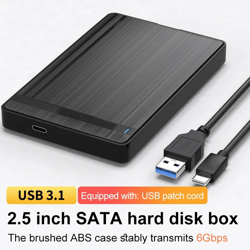 USB 3.1 2.5 inch SATA HDD SSD Enclosure 5Gbps Mobile Hard Drive External Storage Box HD Mechanical/Solid state Case Support UASP