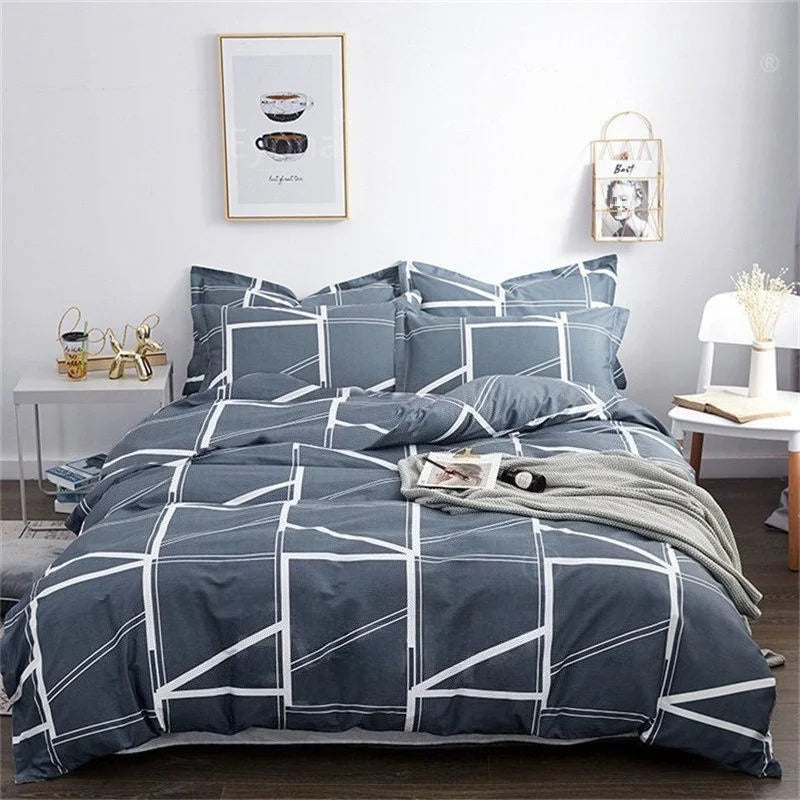 Soft Duvet Cover Polyester Flower Printed Double Comforter Bedding Quilt Cover for Queen/King Couple Single Bed Capa De Edredon