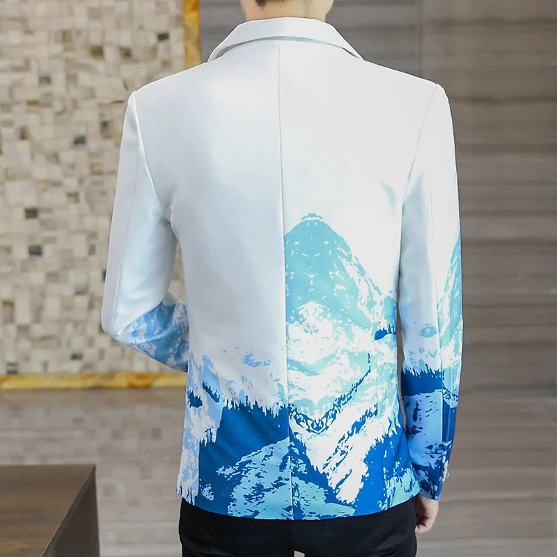 Blazer New Men's Fashion Business Gentleman Slim Print British Style Outdoor Performance Trend Wedding Banquet Casual Blazer