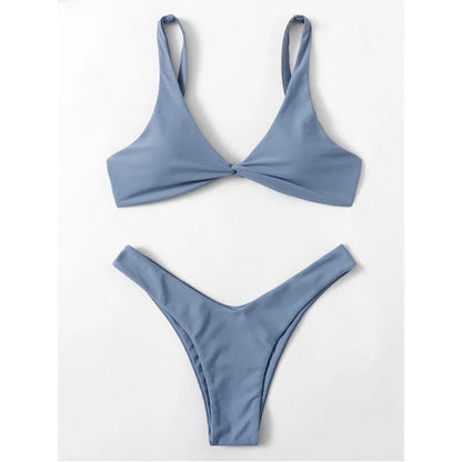 Simple Solid Bathing Suit Women Sexy Triangle Bandage Micro Bikini Swimsuit 2025 New Summer Beach Bathing Suit Two Piece Female
