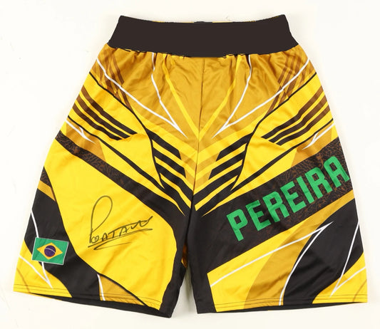 UFC Retro Alex Pereira Signed "Poatan" Custom Fight Shorts Men Women MMA Octagonal Cage Oversized Jujutsu Training Shorts﻿﻿ ﻿
