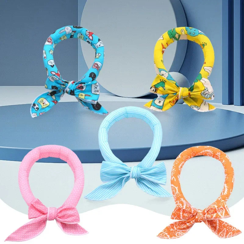 Summer Pet Cooling Ice Scarf Cool Ice Towel Heatstroke Dogs Cats Ice Scarf Collar Adjustable Cooling Cat Collar Bib Pet Supplies