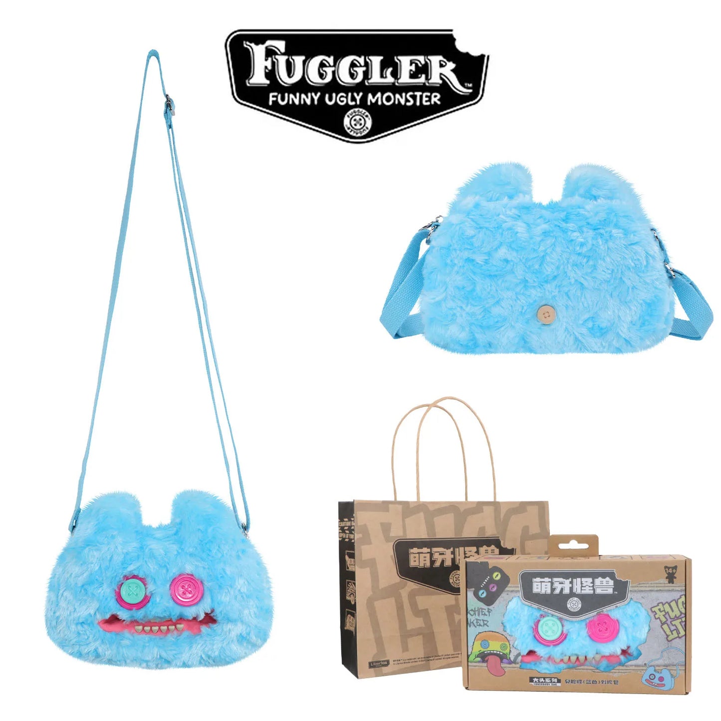 Fugglers Ugly Teeth Monster Bag Crossbody Cute Plush Wallet Plush Bag Fuggs Crossbody Bag with Shoulder Strap Animal Plushies