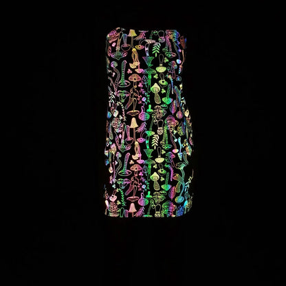 New Arrivals Mushroom Colorful Reflective Dress Women Night Reflect Rainbow Light Black Bodycon Dress Fashion Party Vestido
