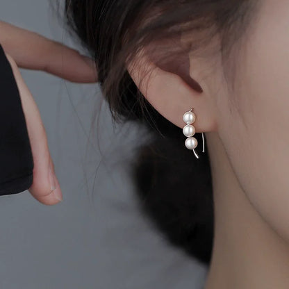 925 Sterling Silver Pearl Earrings for Women Elegant Ear Studs Popular Fine Jewelry Accessories