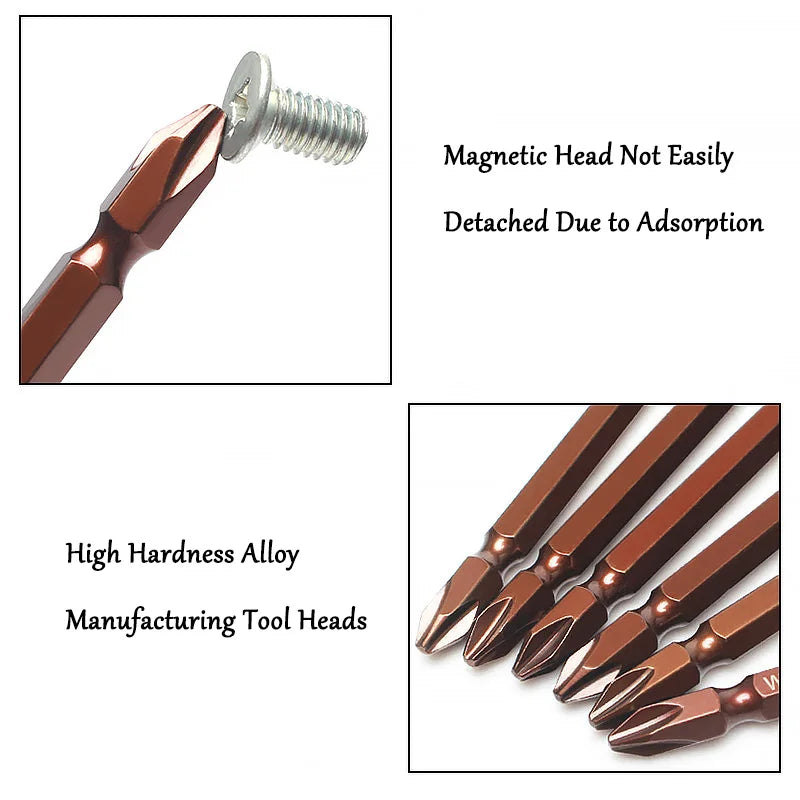 10pcs 6inch/150mm Magnetic Double-headed Phillips Screwdriver Bit S2 Steel Electric Tool For Screw Installation And Disassembly