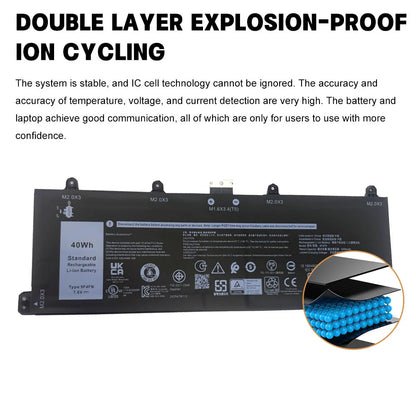 High quality 9F4FN 5000mAh 40Wh 7.6V Laptop Battery for Dell Latitude 7320 2-in-1 Detachable