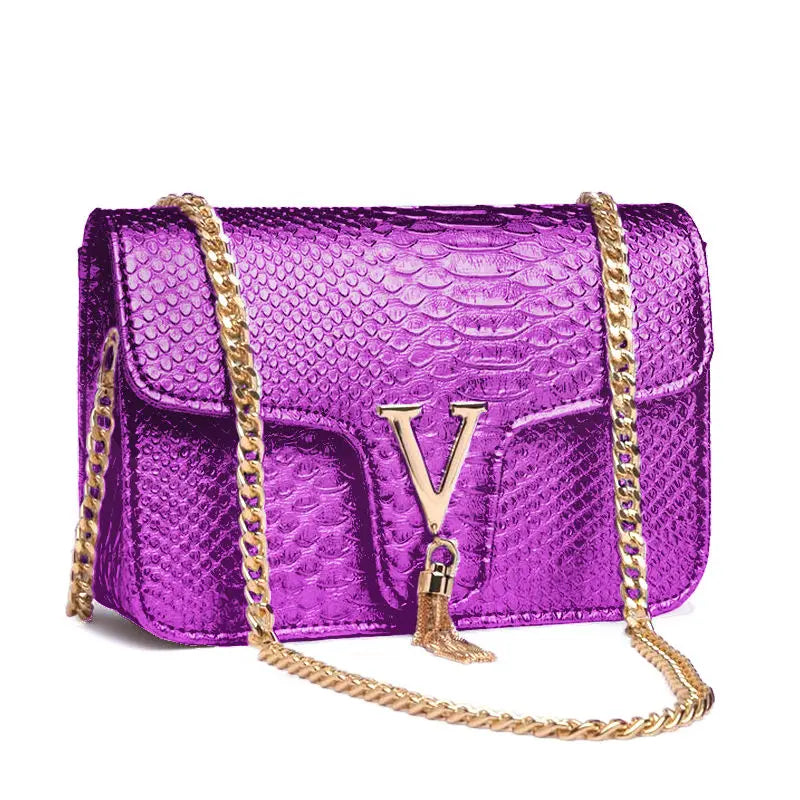 Crocodile Chain Small Crossbody Bags for Women,Black Luxury Brand Shoulder Bag,European Female Fashion Trend New Design Handbags
