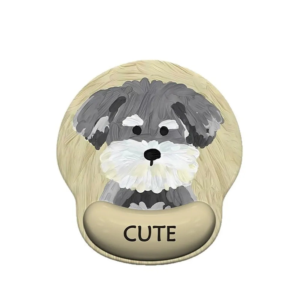Cute Cartoon Mouse Pad with Wrist Rest Anti-Slip Rubber Puppy Mouse Pad HD Printing Cute Wrist Rest Pad Desktop Setup