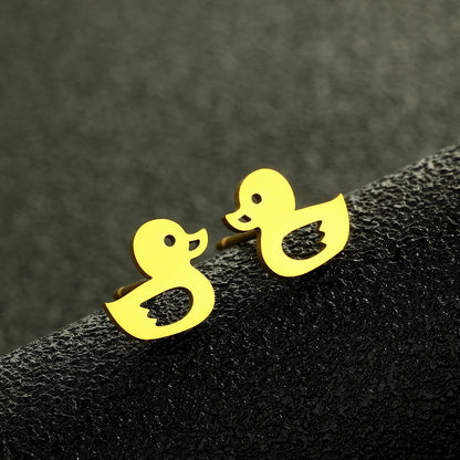 Kinitial Laser Carved Fashion Stainless Steel Earrings Duck Earrings Minimalist  Dainty Earrings Study Earrings Anniversary