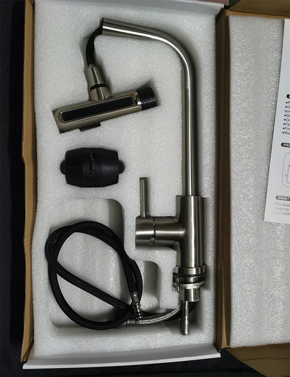 6 Mode Gray Kitchen Faucets Pull Out Rotation Waterfall Black Stream Sprayer Head Sink Mixer Brushed Nickle Water Tap Accessorie