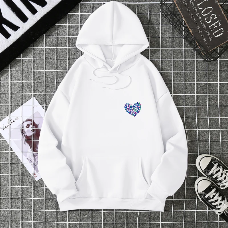 A Simple Depiction Of Love Printed Women Hooded Graphic Funny Hoodies O-Neck Loose Casual Tops Sport Street Fashion Sweatshirt