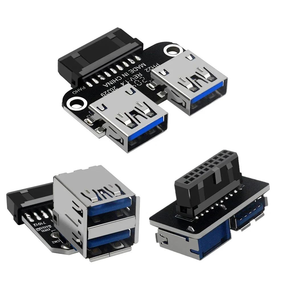 Motherboard USB 3.0 19/20Pin To Two Ports USB 3.0 A Socket Internal USB Converter Adapter for Desktop PC Mainboard Expansion