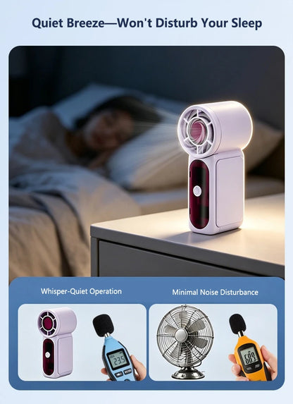 Lenovo Portable Mini Handheld Fan with LED Display Semiconductor Refrigeration High Wind Power Rechargeable Battery Outdoor Fan