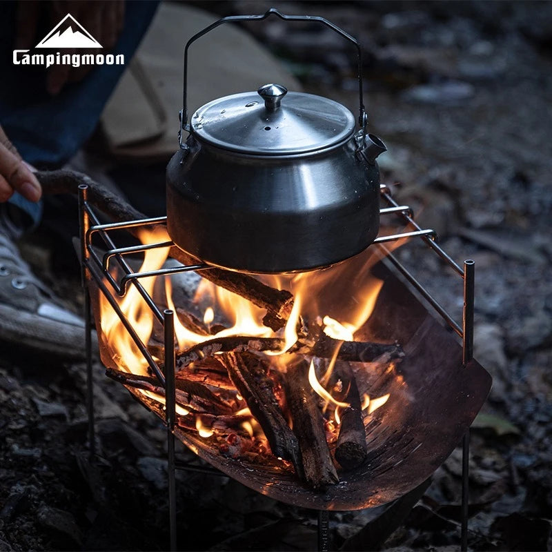 CAMPINGMOON Portable Outdoor Bonfire Folding Stainless Steel BBQ Stove Compact Camping Firewood Burning Platform