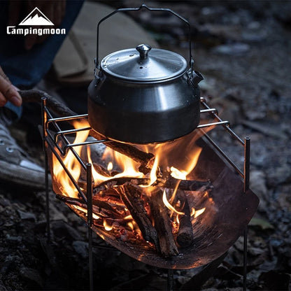 CAMPINGMOON Portable Outdoor Bonfire Folding Stainless Steel BBQ Stove Compact Camping Firewood Burning Platform