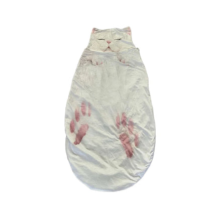 Cartoon Flat Cat Print Washable Sleeping Bag Home  Outdoor Camping Picnic Portable Multi-purpose Blanket Cute Accessories Gifts