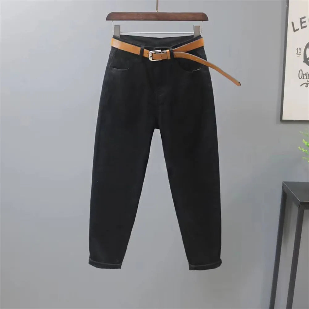 White Jeans Women's Loose Casual Harem Pants Spring Summer Korean Ankle-Length Denim Pants Lady Cowboy Trousers Khaki Black