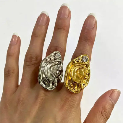 Ear Shaped Earrings Metal Ring Jewelry Irregular Statement Ring Unique Textured For Daily Wear Parties & Events