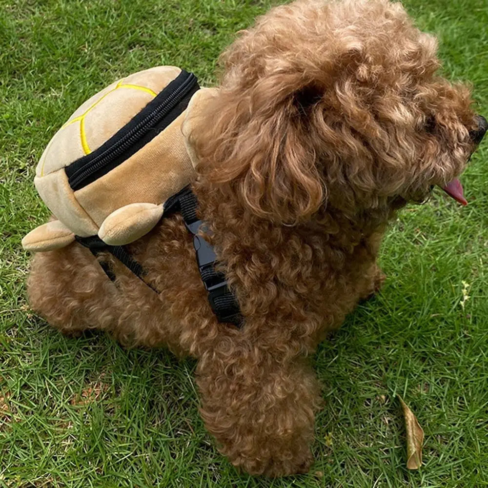 Soft Turtle Shape Dog Backpack Cartoon Portable Dog Snack Bag Large Capacity Adjustable Puppy School Bag Pet Supplies