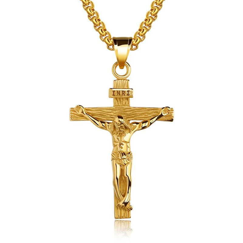 Christian Jesus Cross Necklace For Women Men Stainless Steel Chains Choker Religion Cross Pendants Jewelry Prayer Baptism Gifts
